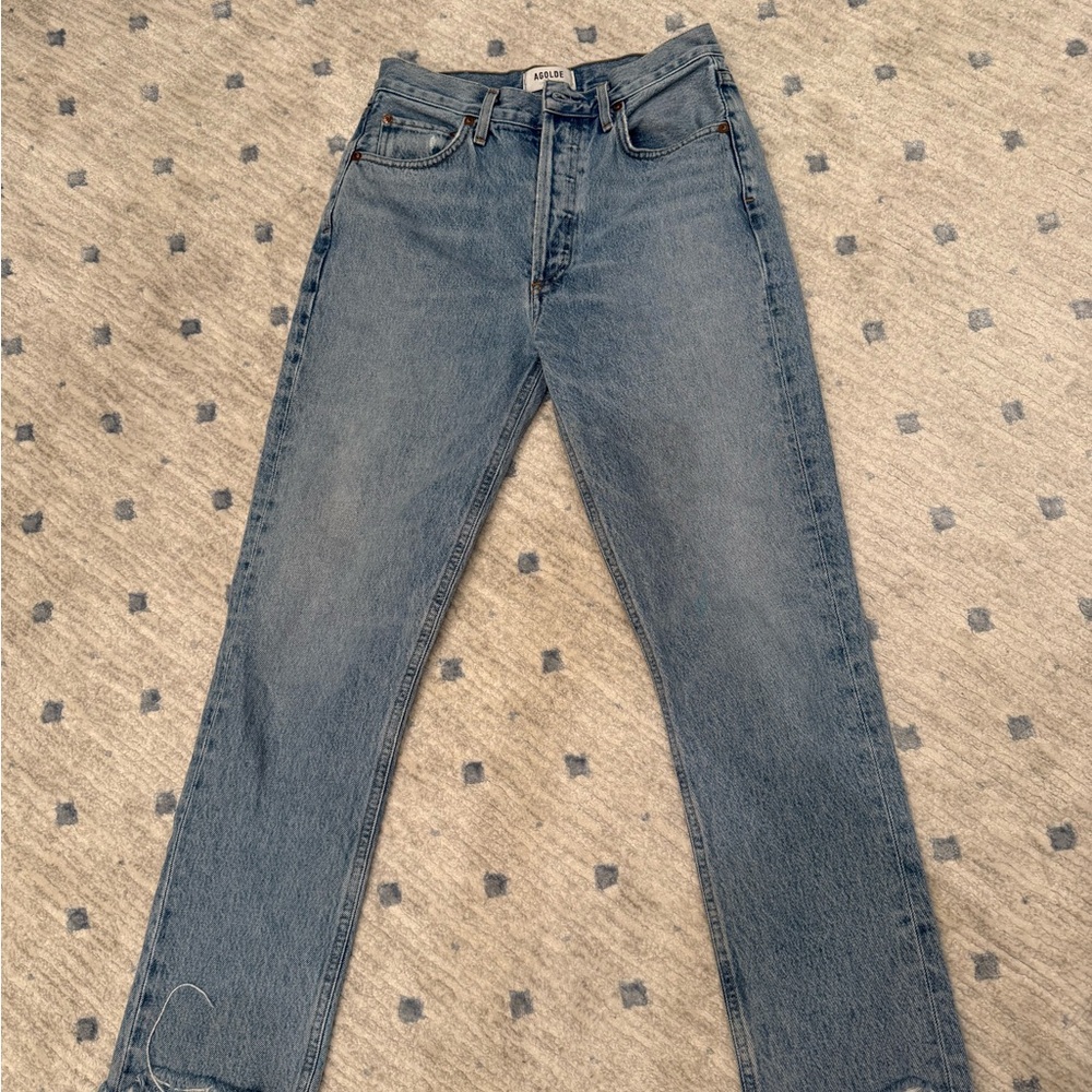 Agolde Light Blue Straight Leg Jeans - Picture 2 of 7